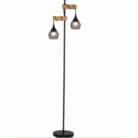 Lexi Lighting-Lars Floor Lamp- Black & Timber